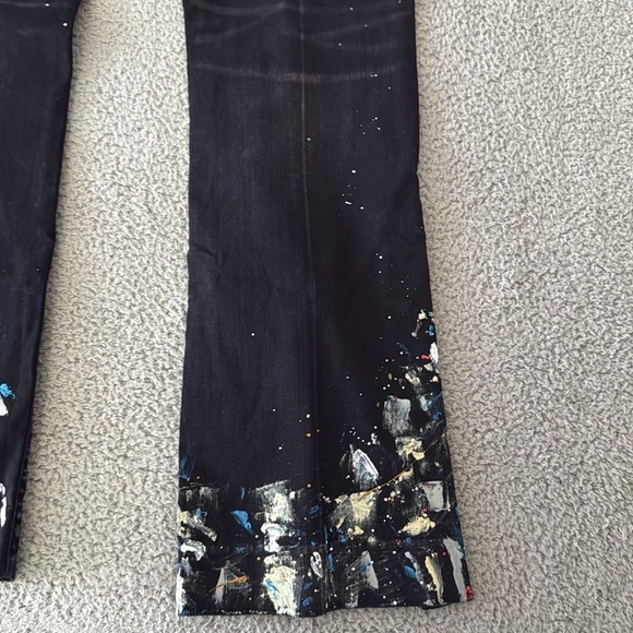 AMIRI Black Flare Wide Leg Jeans with Embellishments Paint size 38 - Picture 12 of 17
